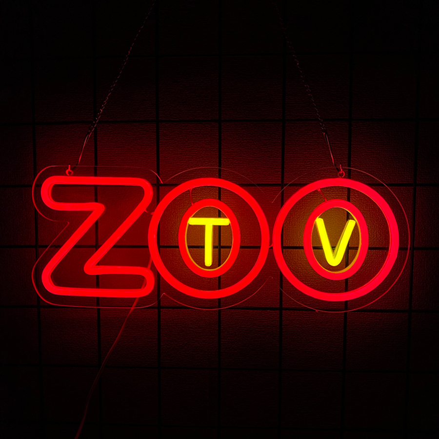 Zoo Party Games - Zoo Tv ネオンサイン、LEDレターアイコン壁飾り、USB電源、バー、パーティー、ゲームルーム、クラブ、男性用洞窟、壁掛けランプに最適。