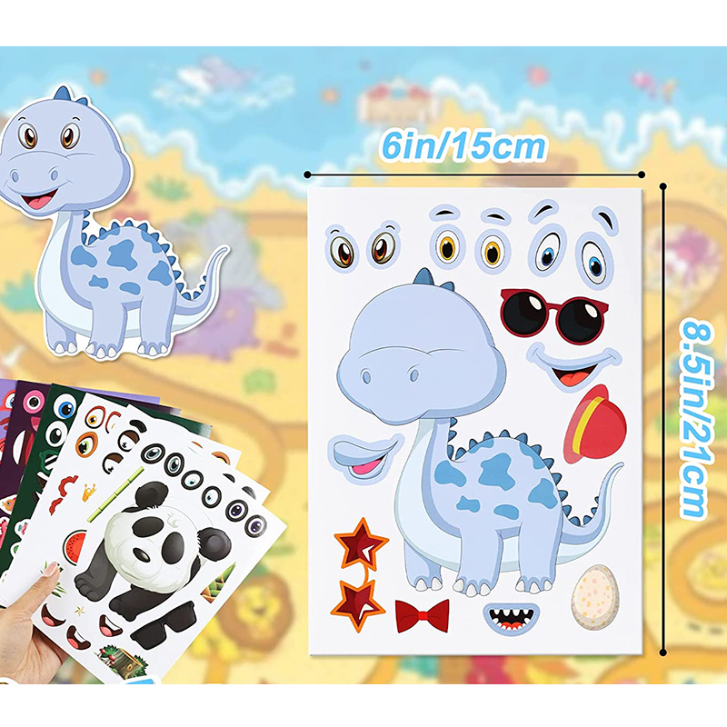 12/24 枚の顔ステッカー動物園動物海恐竜ギフトフェスティ - Zoo Party Games のレビューと価格